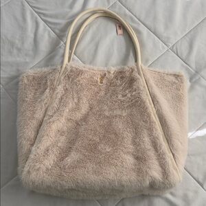 Victoria's Secret Cream Faux Fur Tote